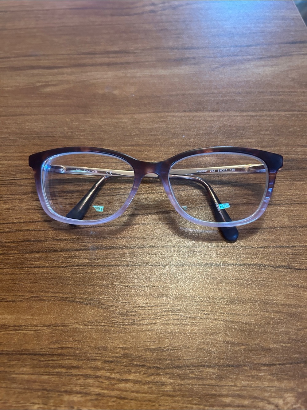 Nine West Translucent Ombre Square Eyeglass Frames - Purple to Clear